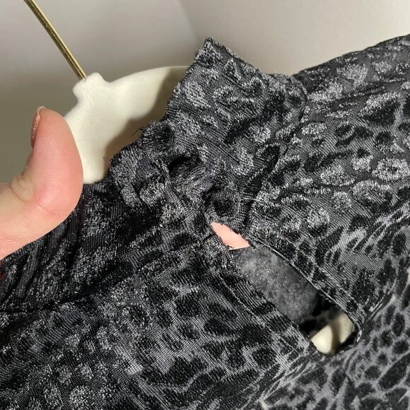 LIKELY Leopard Burnout Wylie Dress Size 2 Black Ruched Long Sleeve Mock Neck - Picture 8 of 10